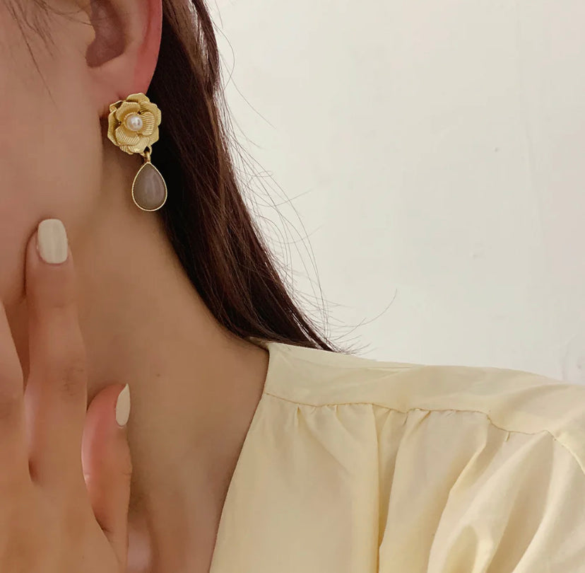 Camellia Gold Plated Earrings