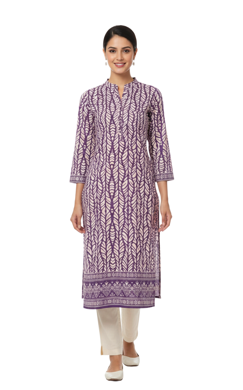 Paisley Plum Vine Printed Kurta