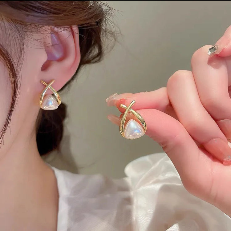 Triangle Pearl Studs