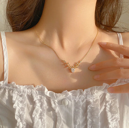 Deer Horn Gold Plated Necklace