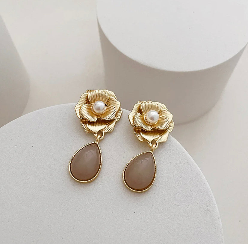 Camellia Gold Plated Earrings