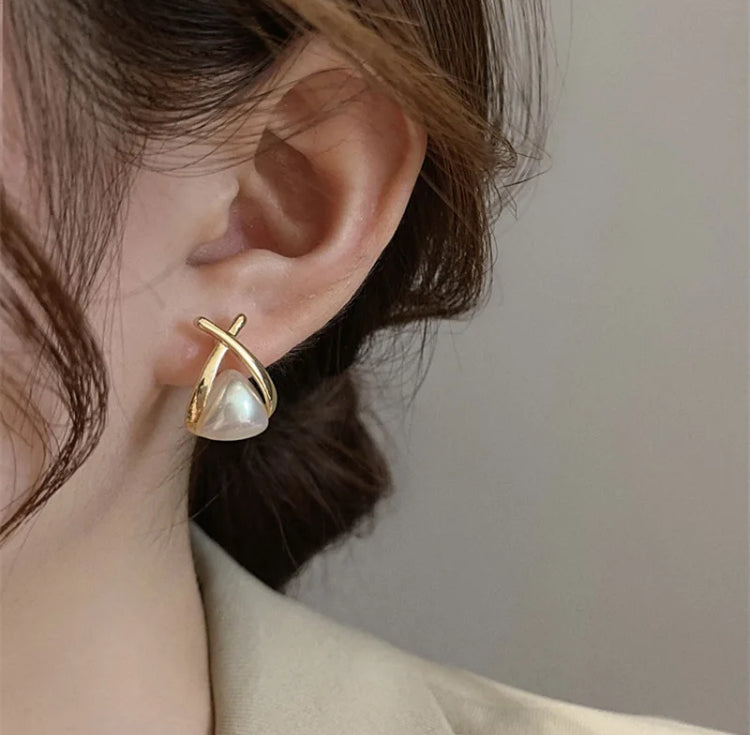 Triangle Pearl Studs