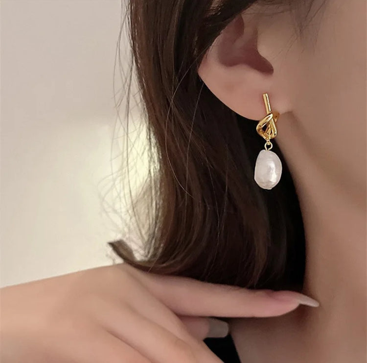 Knot Pearl Drop Earrings