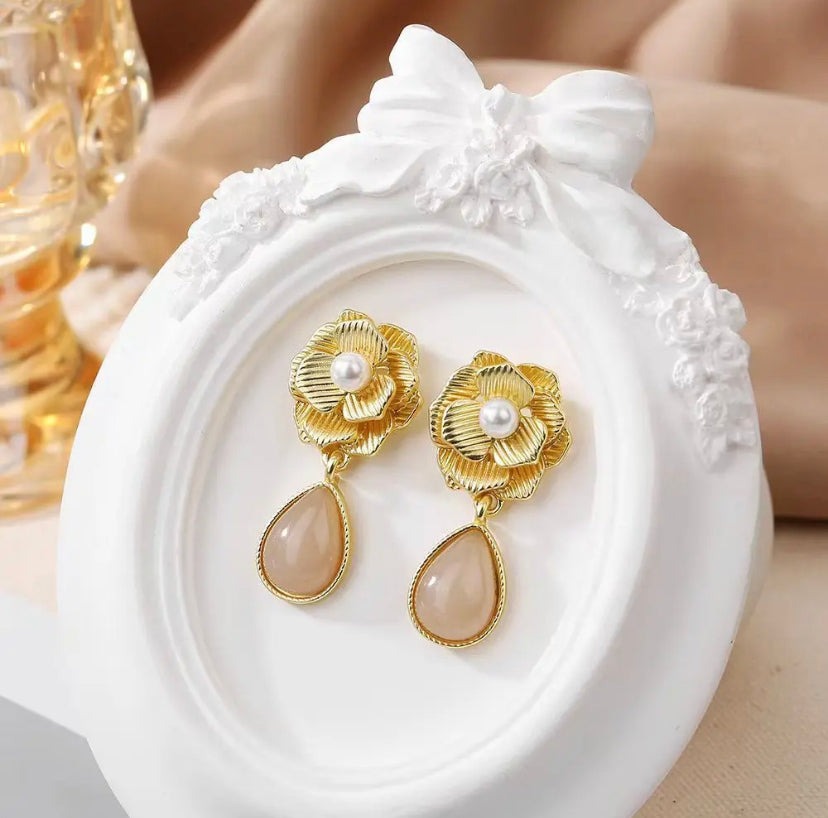 Camellia Gold Plated Earrings