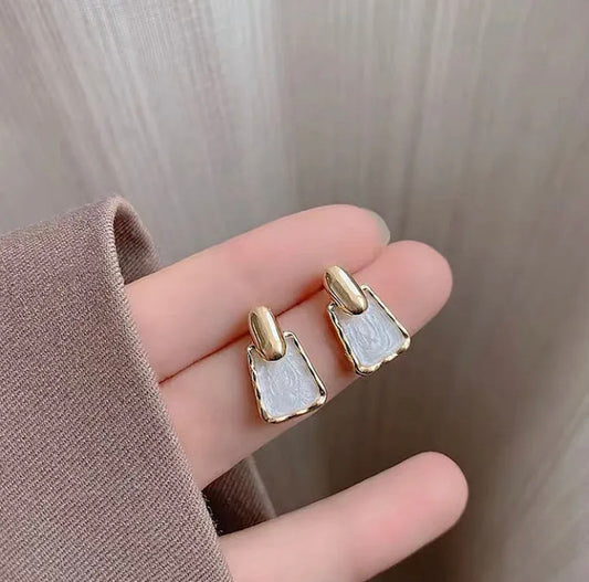 White Minimalist Enamel Earrings