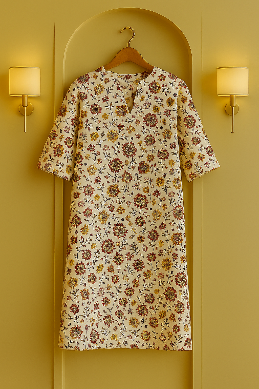 Ivory Garden Floral Printed Kurta
