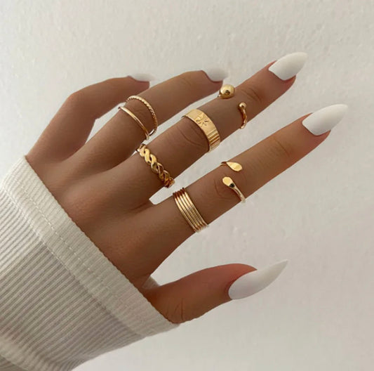 Gold Plated Set of 6 Rings