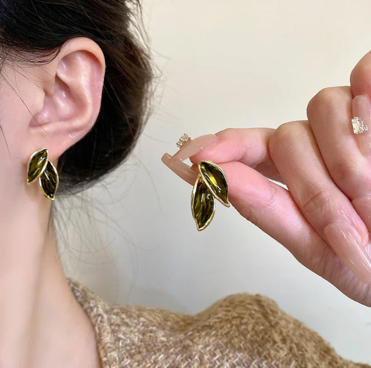 Leaf Enamel Studs