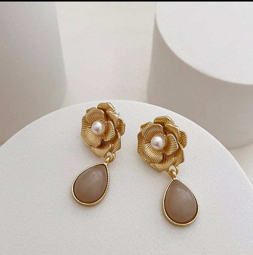 Camellia Gold Plated Earrings