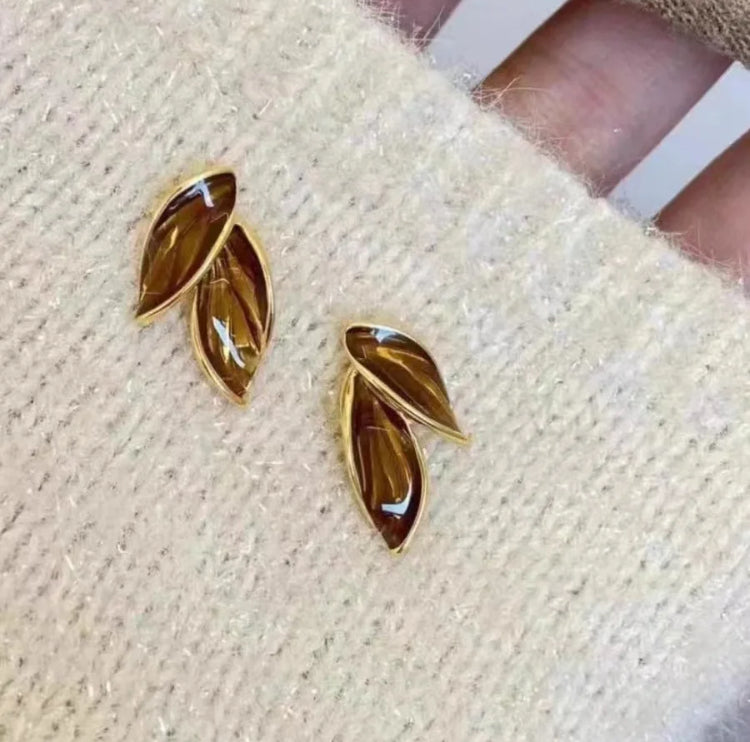 Leaf Enamel Studs