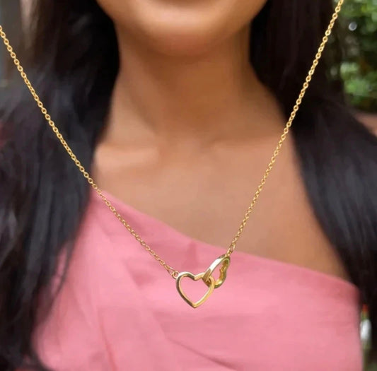 Double Heart Gold Plated Necklace