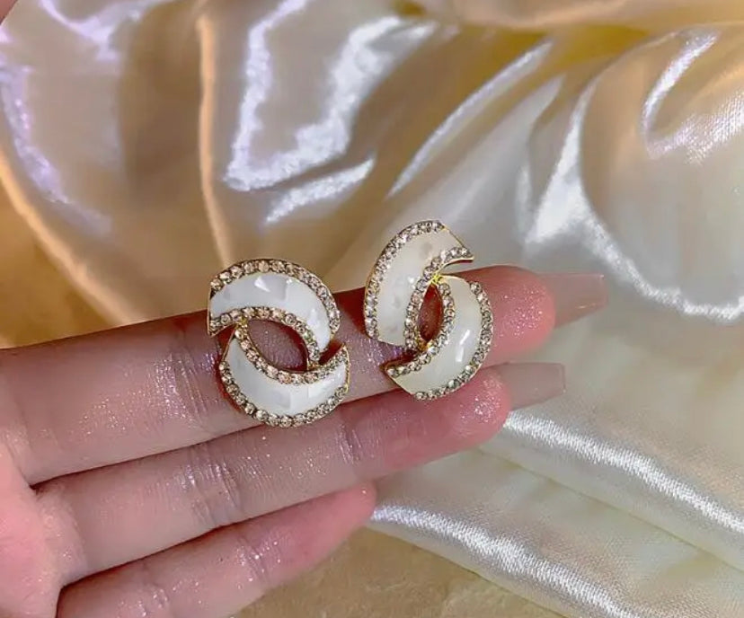 White Twisted Studs