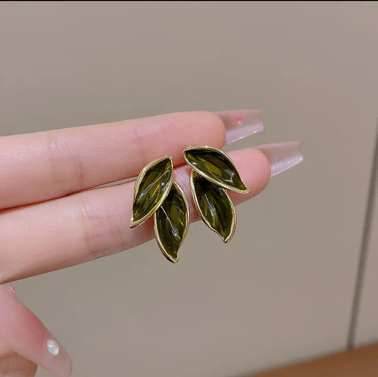Leaf Enamel Studs