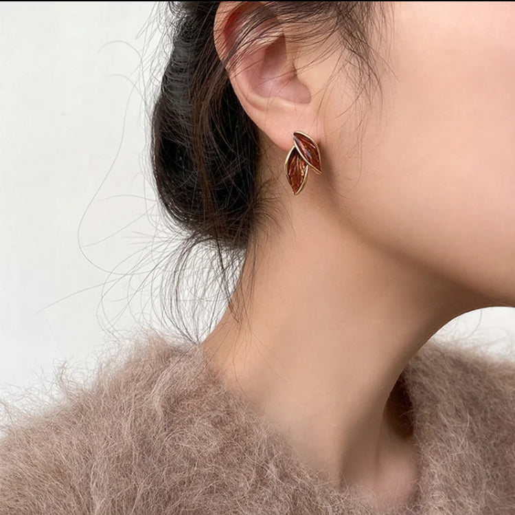 Leaf Enamel Studs