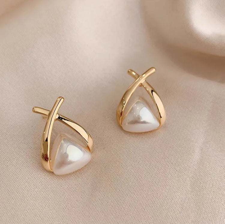 Triangle Pearl Studs