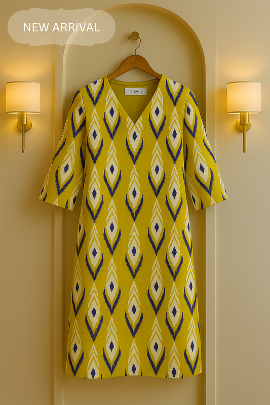 Citrine Ikat Printed Kurta