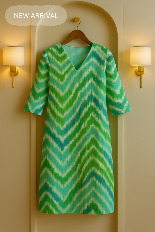 Aqua Ripple Ikat Printed Kurta
