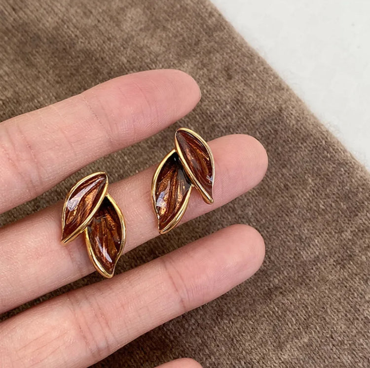 Leaf Enamel Studs