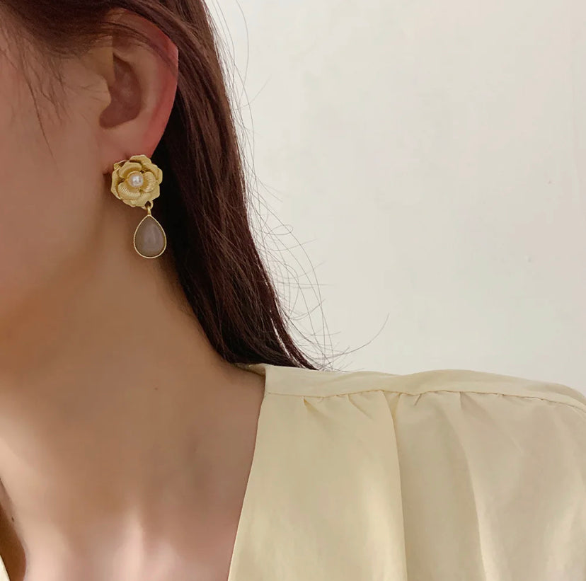 Camellia Gold Plated Earrings