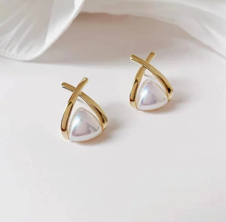 Triangle Pearl Studs
