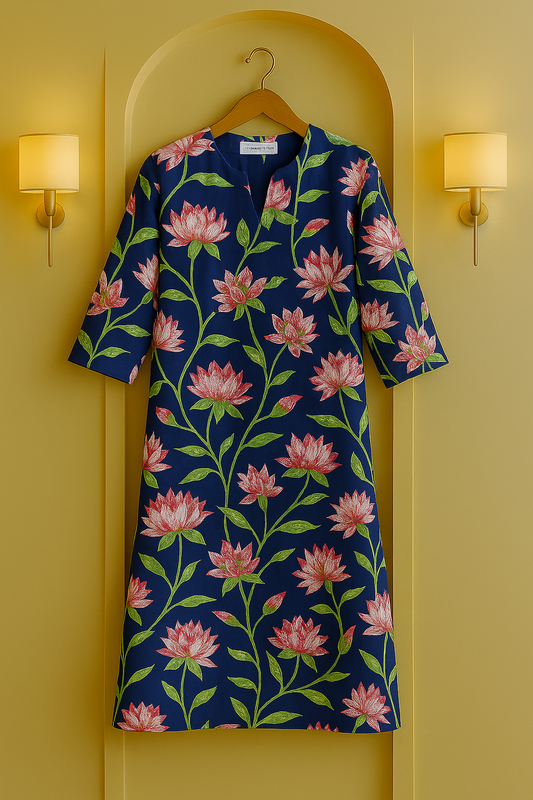 Lotus Lagoon Floral Printed Kurta