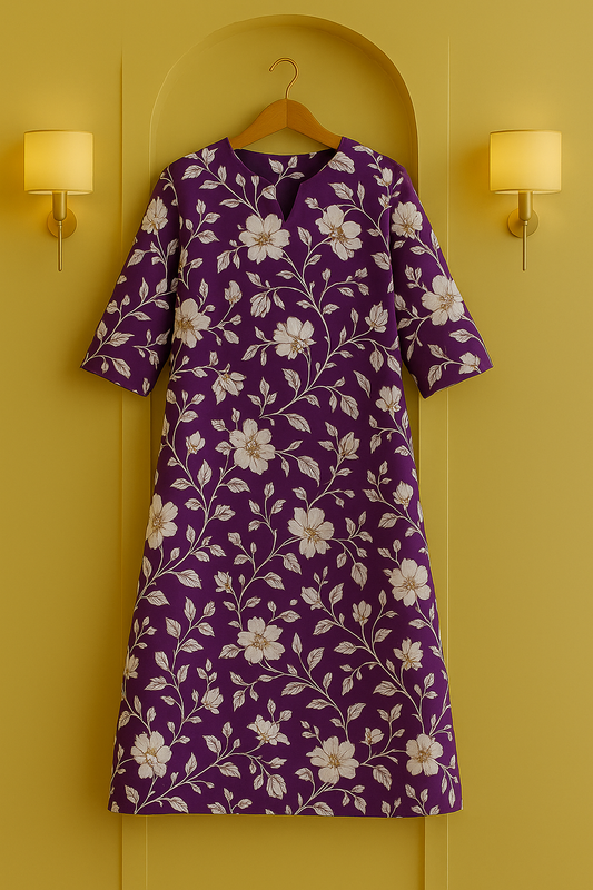 Wild Violet Floral Printed Kurta