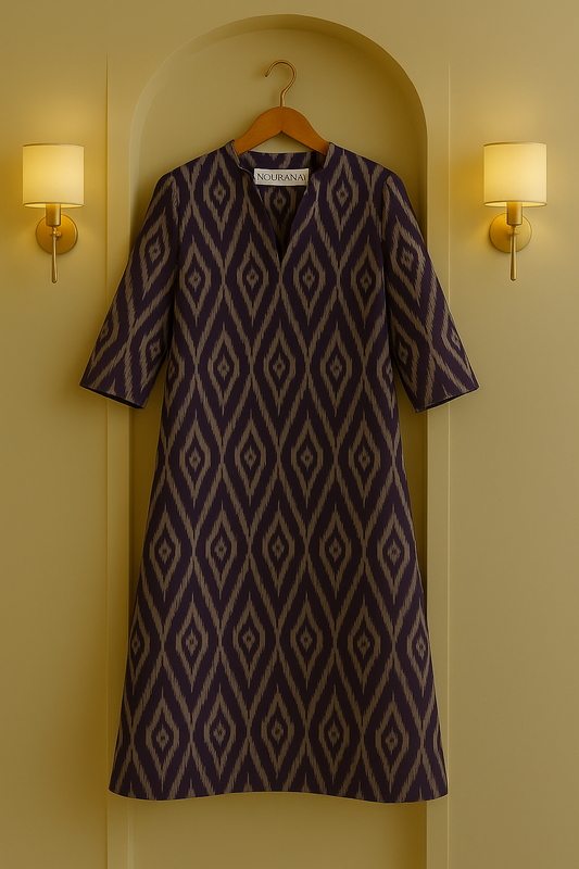 Navy ikat Printed Kurta