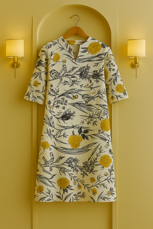 Sunlit Vines floral Printed Kurta