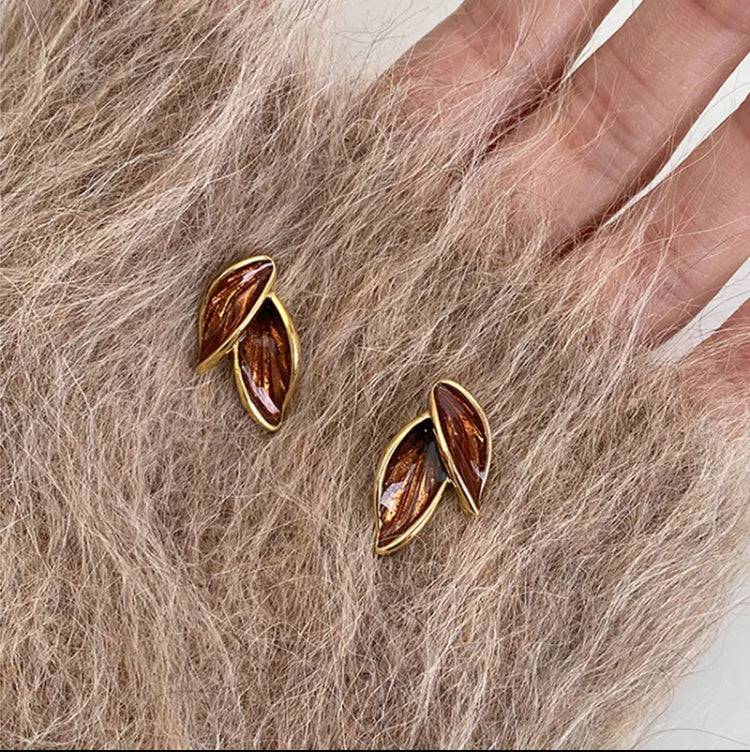 Leaf Enamel Studs