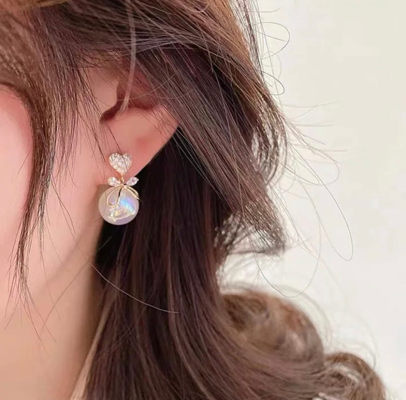 Heart Pearl Danglers