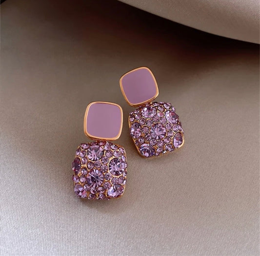 Diamond studed Square Drop Earrings