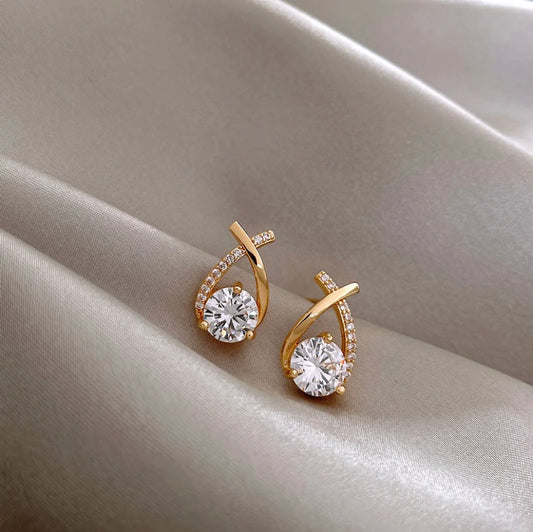 Drop Diamond Studded Studs