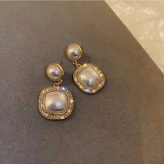 Geometric Pearl Luxury Danglers