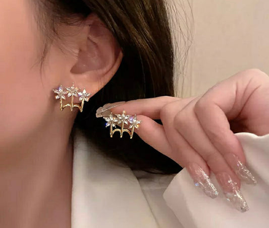 Flower Cuff Stud Earrings