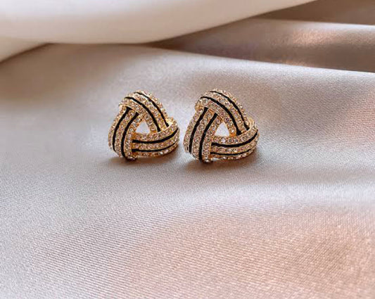 Triangle Black & Gold Studs