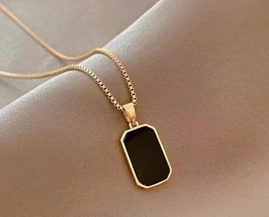 Black Onyx Rectangular Necklace