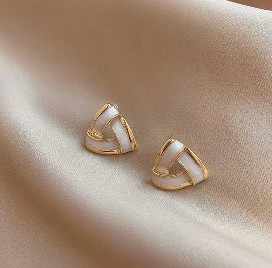 White & Gold Triangle Studs