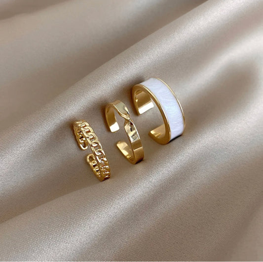Gold & White Classy Ring Set