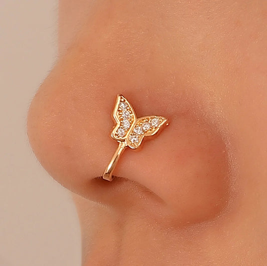 Minimalist Butterfly No hole Nose Clip
