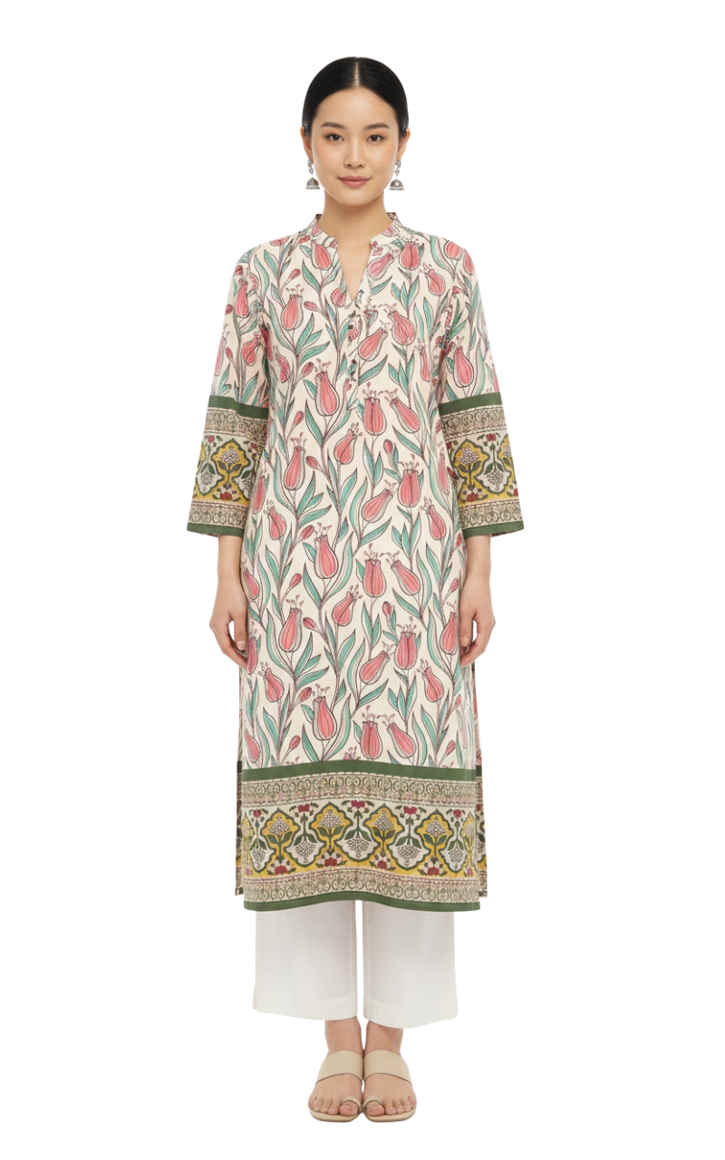 Parsi Gara Border Kurta