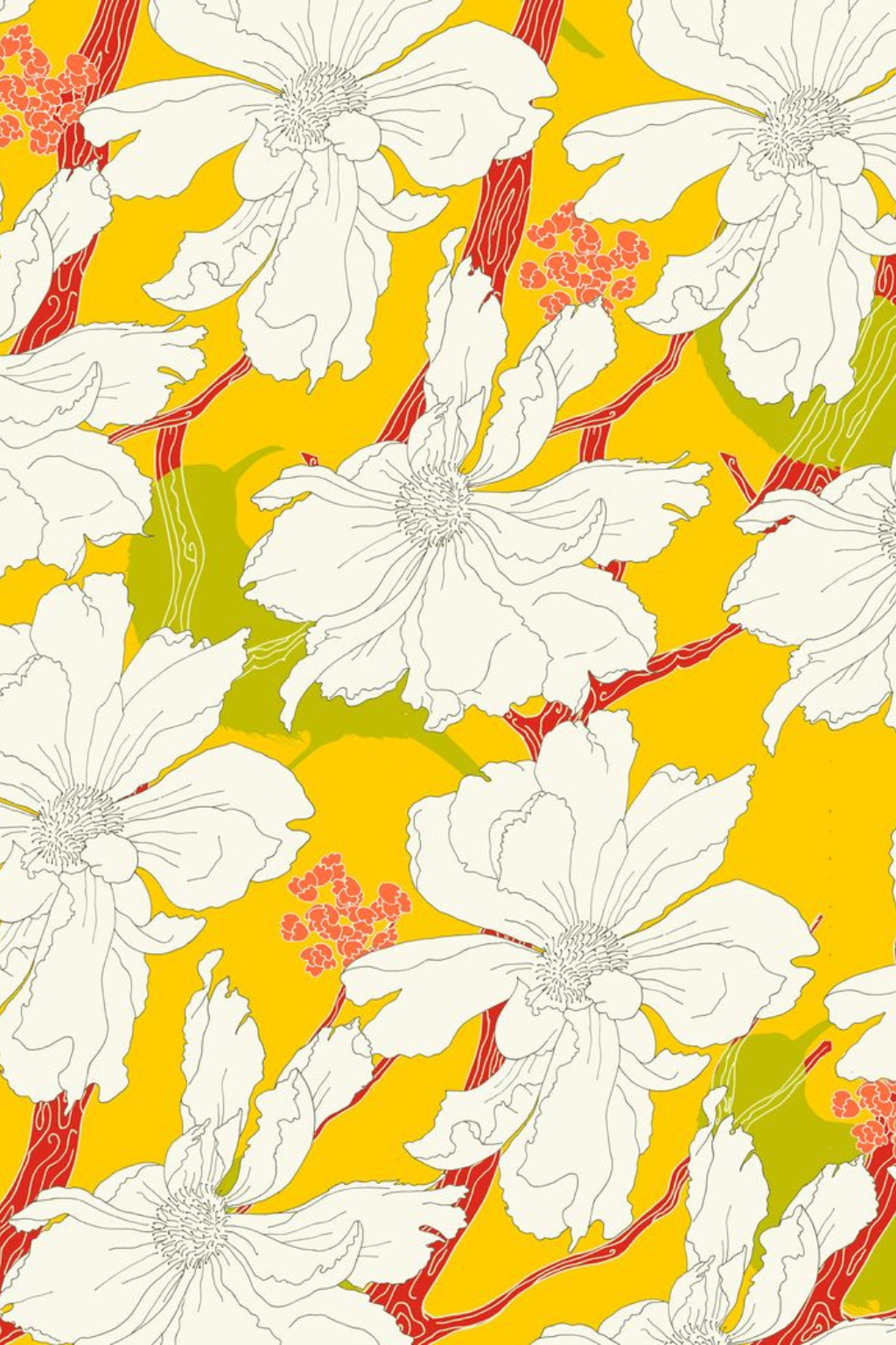 Saffron Magnolia Floral Printed Kurta