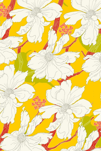 Saffron Magnolia Floral Printed Kurta