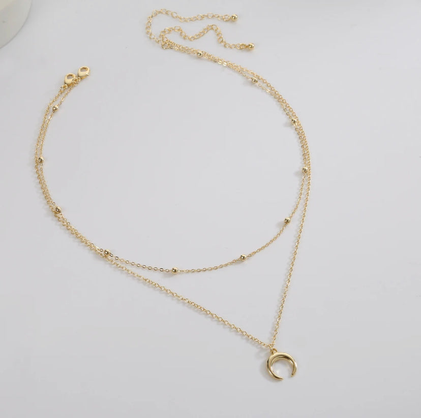 Moon Double Layered Necklace