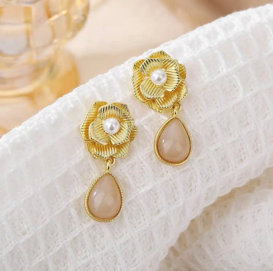 Camellia Gold Plated Earrings