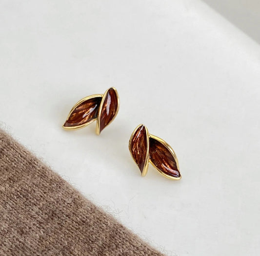 Leaf Enamel Studs