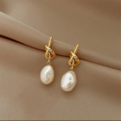 Knot Pearl Drop Earrings