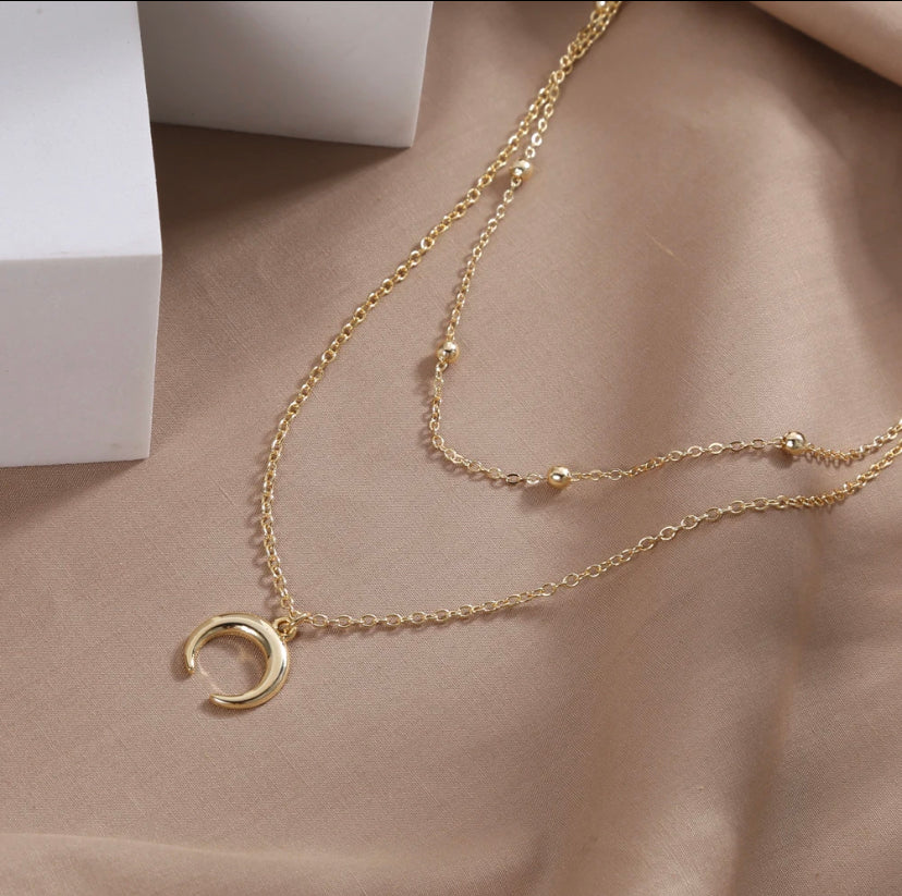 Moon Double Layered Necklace