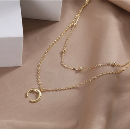 Moon Double Layered Necklace
