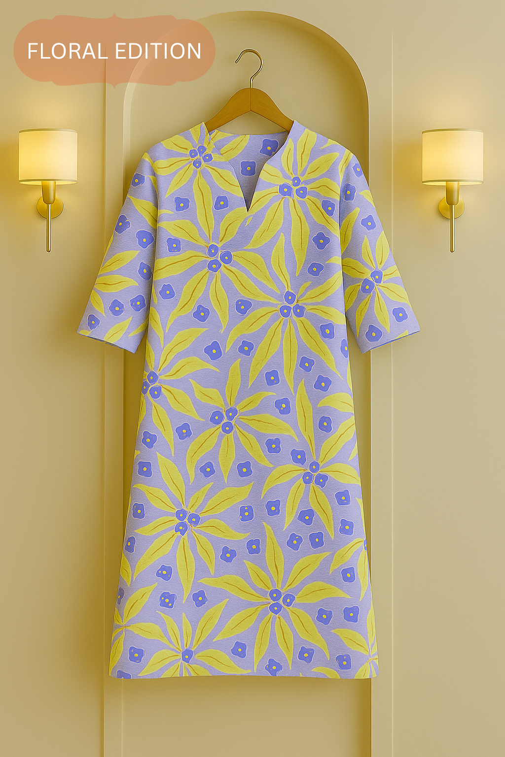 Lemon Lilac Floral Printed Kurta