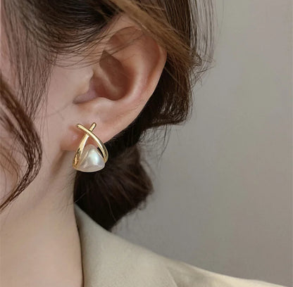 Triangle Pearl Studs
